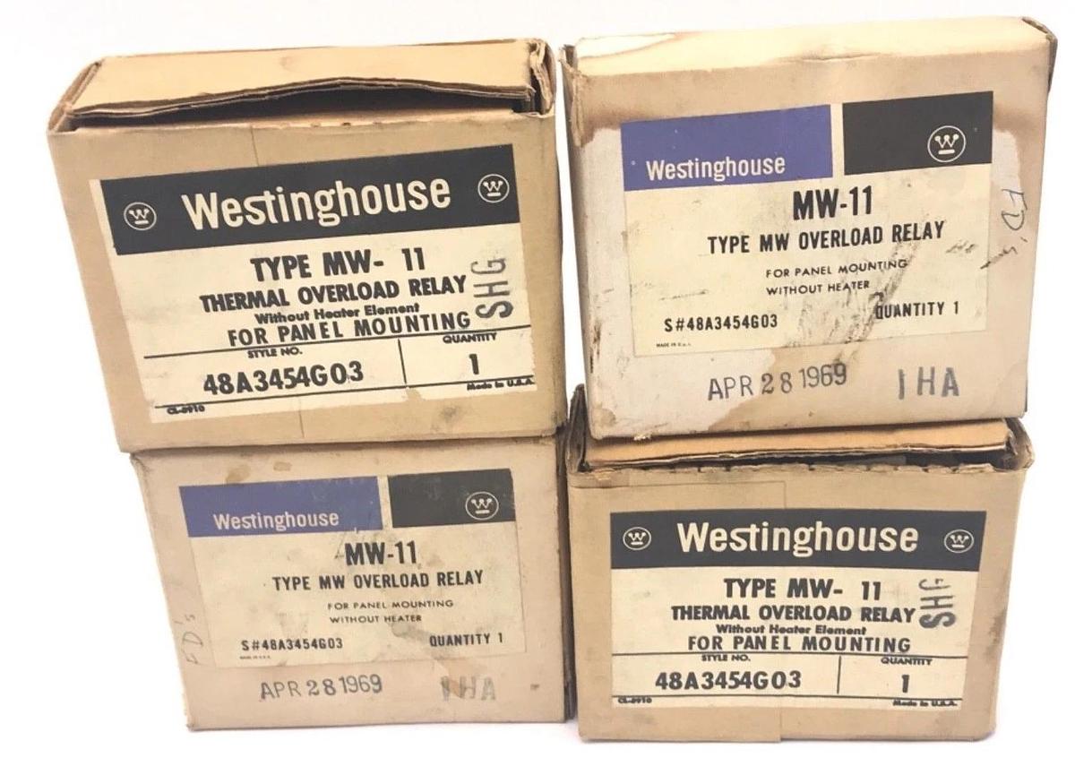 LOT OF 4 NIB WESTINGHOUSE MW-11 THERMAL OVERLOAD RELAYS STYLE NO. 48A3454G03