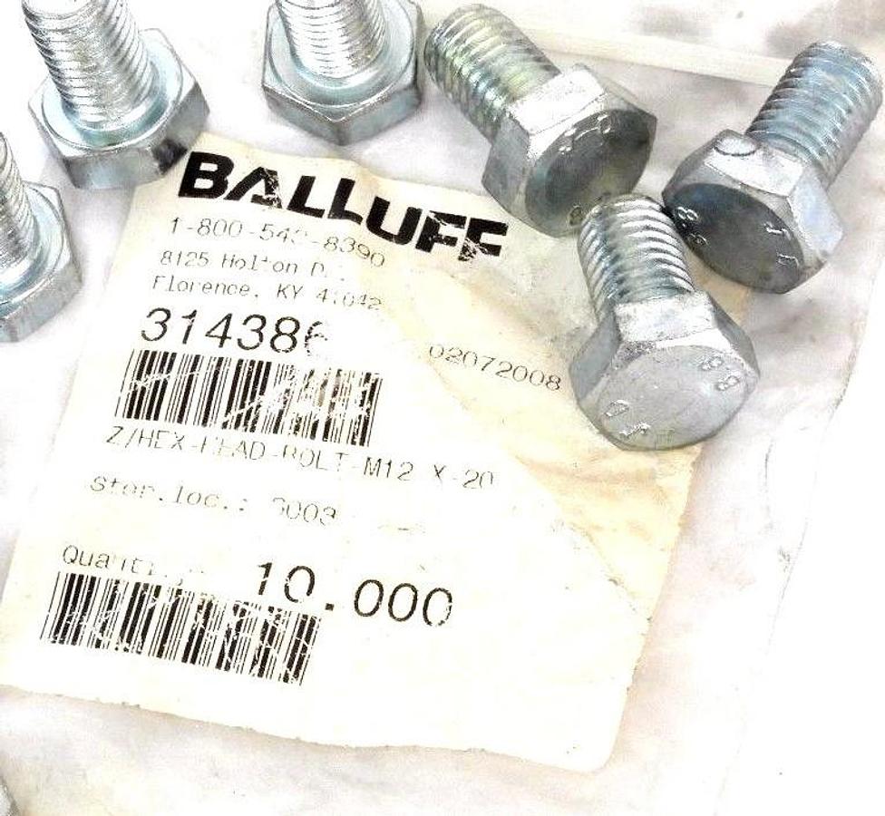 Used BAG OF 9 NEW BALLUFF Z/HEX-HEAD BOLTS M12 X 20, 314386