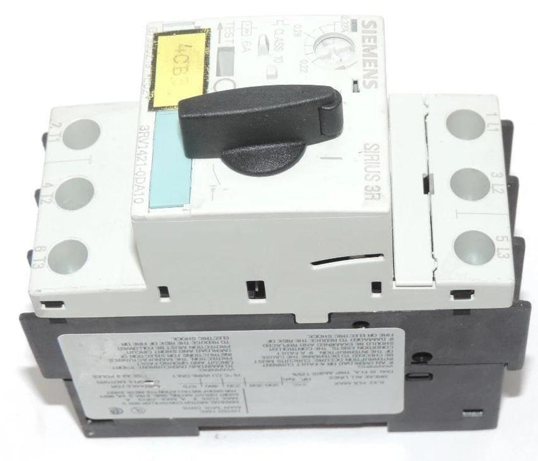 Used SIEMENS 3RV1421-0DA10 CIRCUIT BREAKER STARTER 6AMP 3POLE 600V, 3RH11221BB40