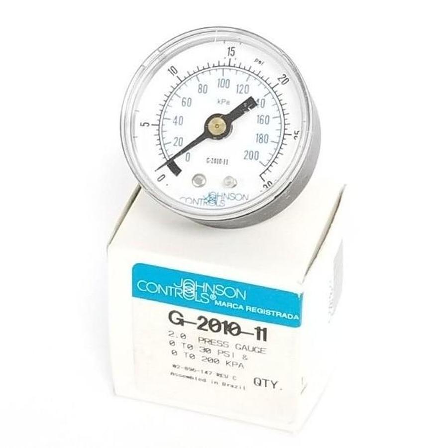 Used NIB JOHNSON CONTROLS G-2010-11 PRESSURE GAUGE 2INCH 0-30PSIG 0-200KPA