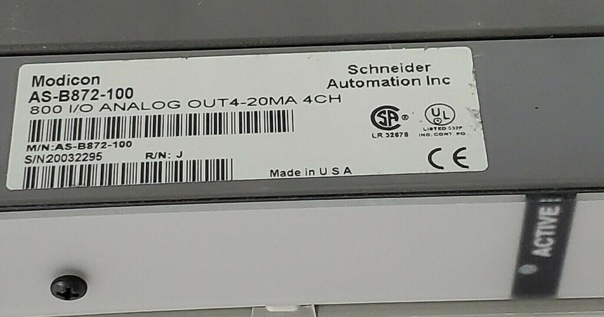 Used SCHNEIDER / MODICON AS-B872-100 ANALOG OUTPUT MODULE 4-20mA 4CH ASB872100