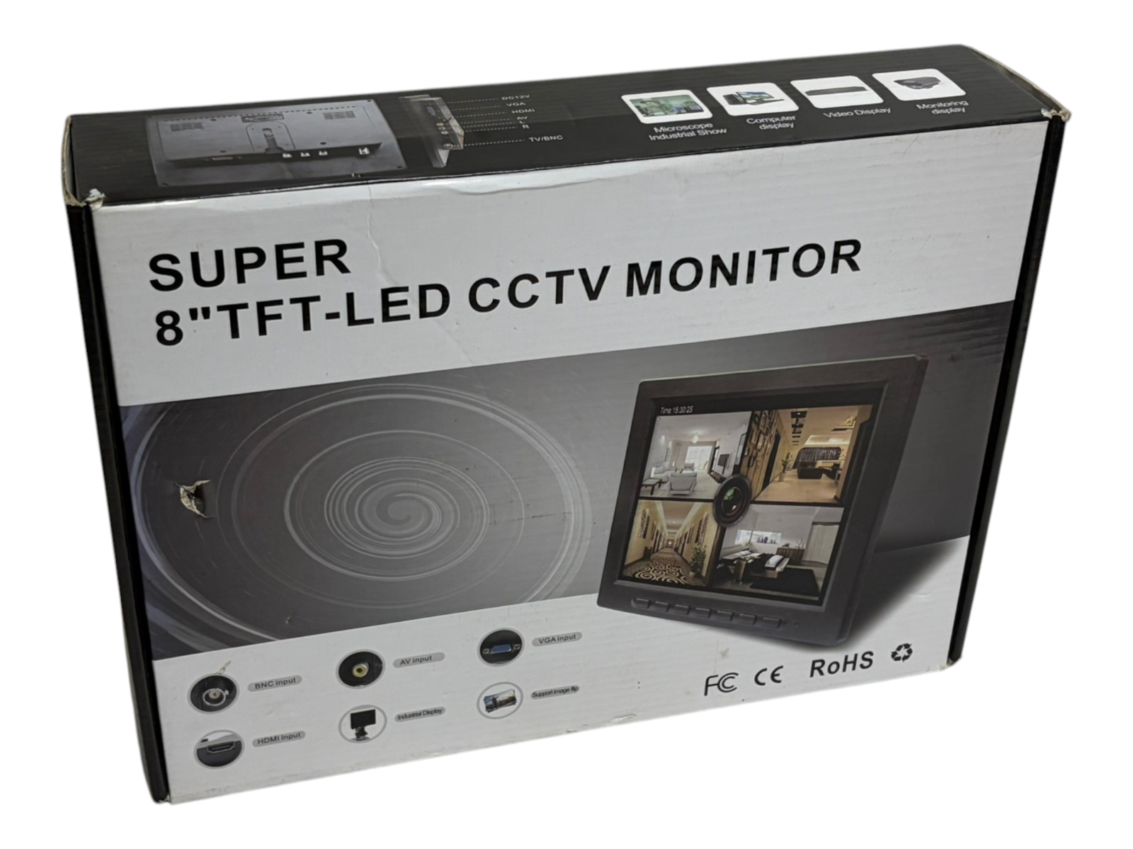 Used Super 8" TFT-LED CCTV Monitor HDMI VGA BNC AV Industrial Display New