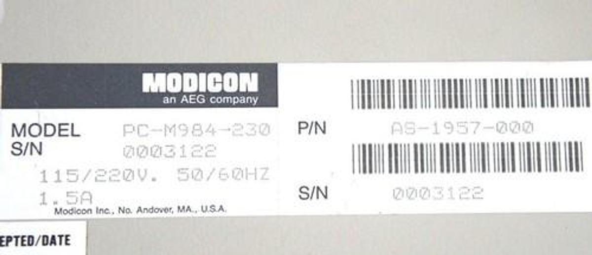 Used AEG MODICON PC-M984-230 PROGRAMMABLE CONTROLLER PN AS-1957-000 PROM AS-C316-006