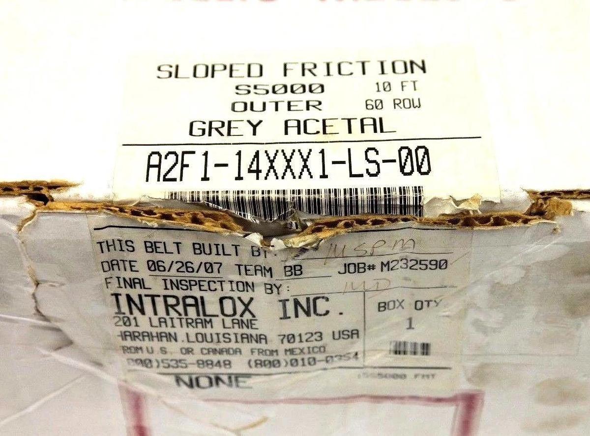 NIB INTRALOX A2F1-14XXX1-LS-00 SER. 5000 10' LONG 4.5" SLOPED FRICTION BELT
