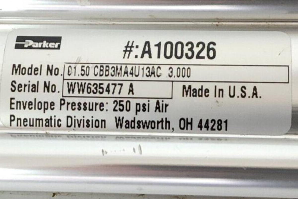 Used PARKER MODEL NO. C1.50 CBB3MA4U13AC 3.000 CYLINDER A100326