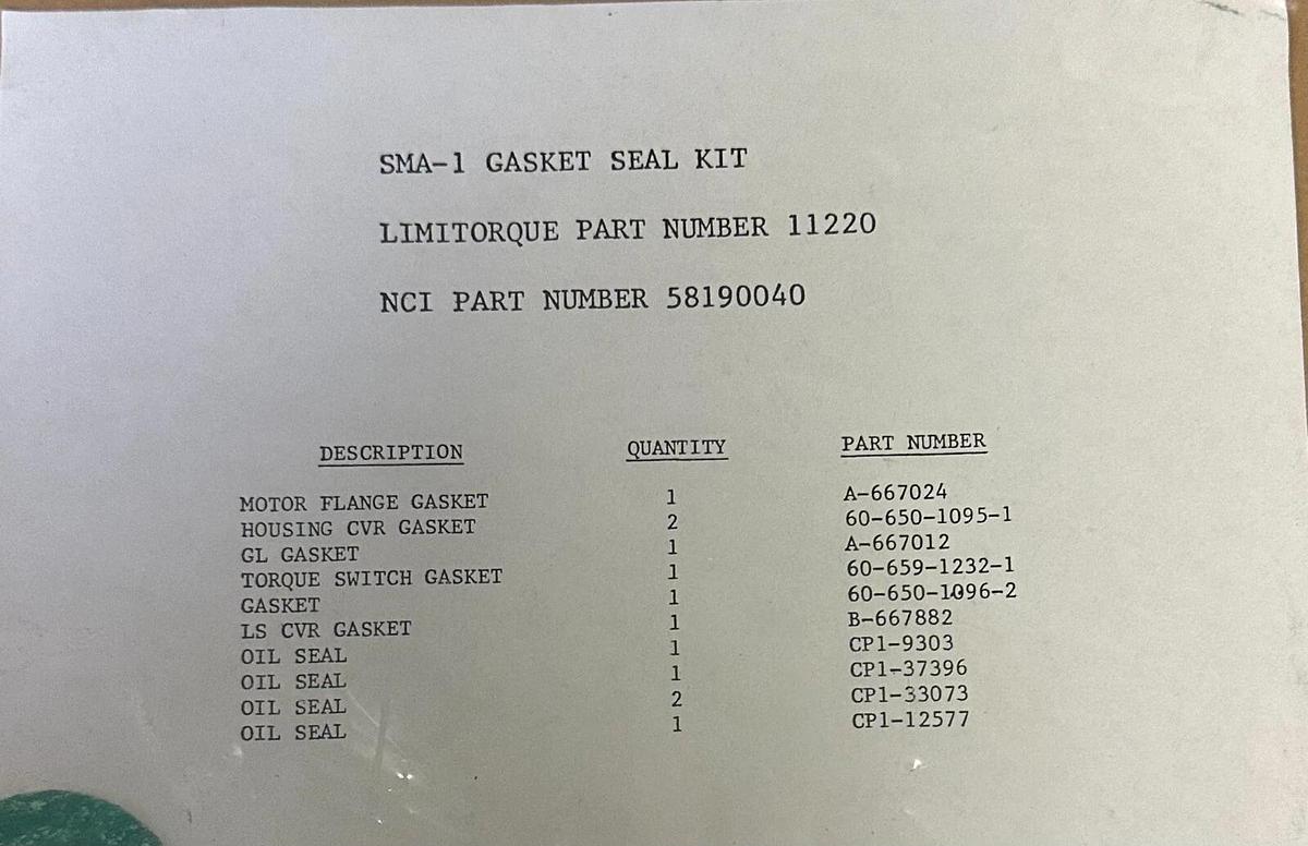 Used NEW OPS LIMITORQUE SMA-1 / SMA1 GASKET SEAL KIT 11220 / 58190040