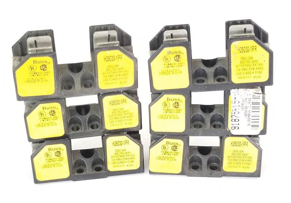 Used LOT OF 6 BUSSMANN H25030-1PR FUSE HOLDERS H250301PR