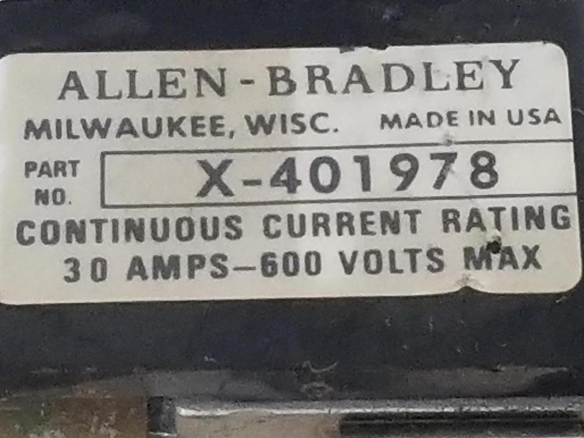 Used ALLEN BRADLEY 1494F FUSE ADAPTER 30A 600VAC-250VDC W/ X-401978 BLOCK & (3) RES30