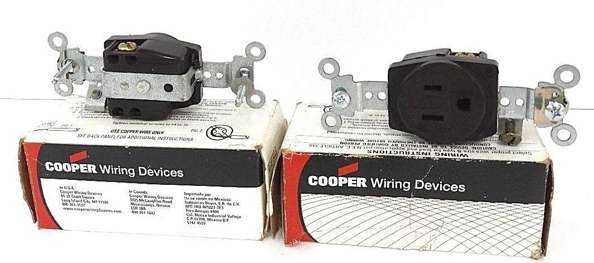 LOT OF 2 NIB COOPER AH5661 SINGLE RECEPTACLES 15A, 250V, 2P, 3W