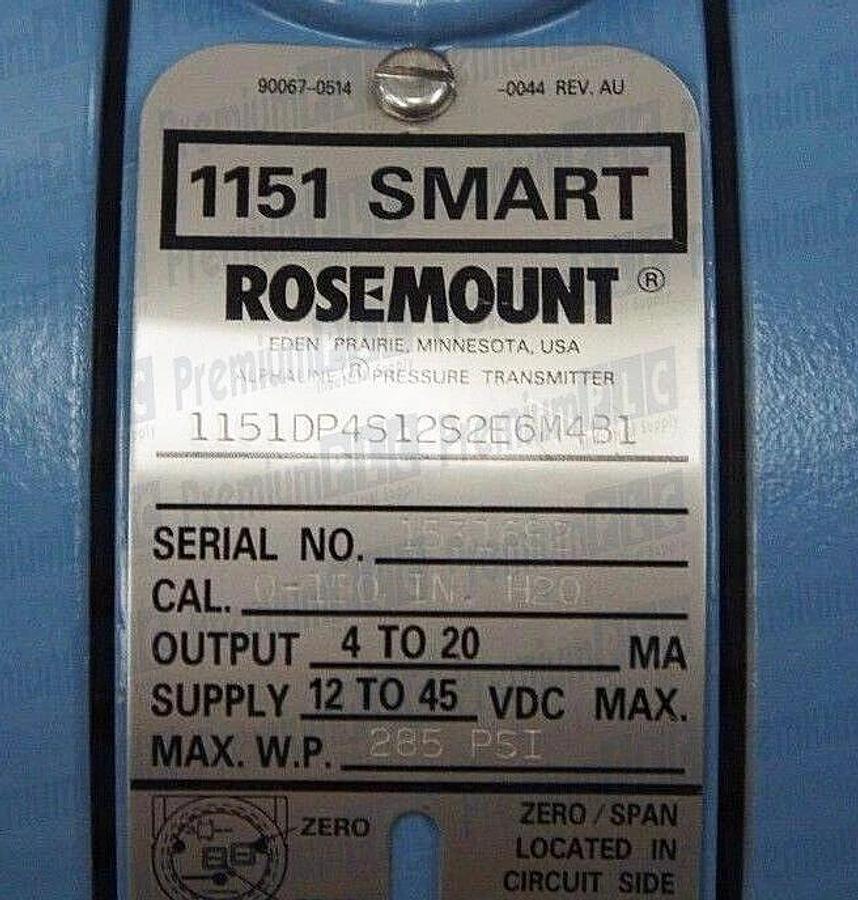 Used ROSEMOUNT 1151 0-150in H2O SMART TRANSMITTER 1151DP4S12S2E6M4B1 2-1199 SEALS NIB
