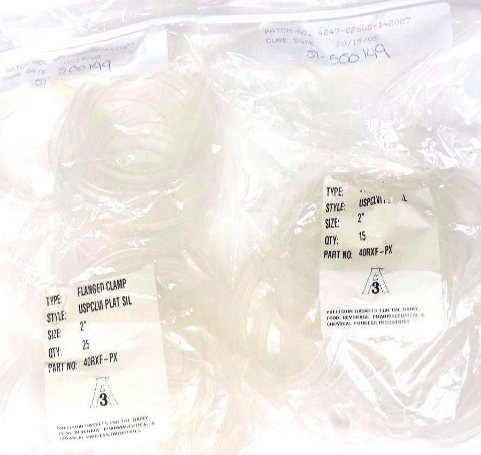 Used LOT OF 40 NEW NEWMAN P/N: 40RXF-PX FLANGED CLAMP GASKETS STYLE: USPCLVI PLAT SIL