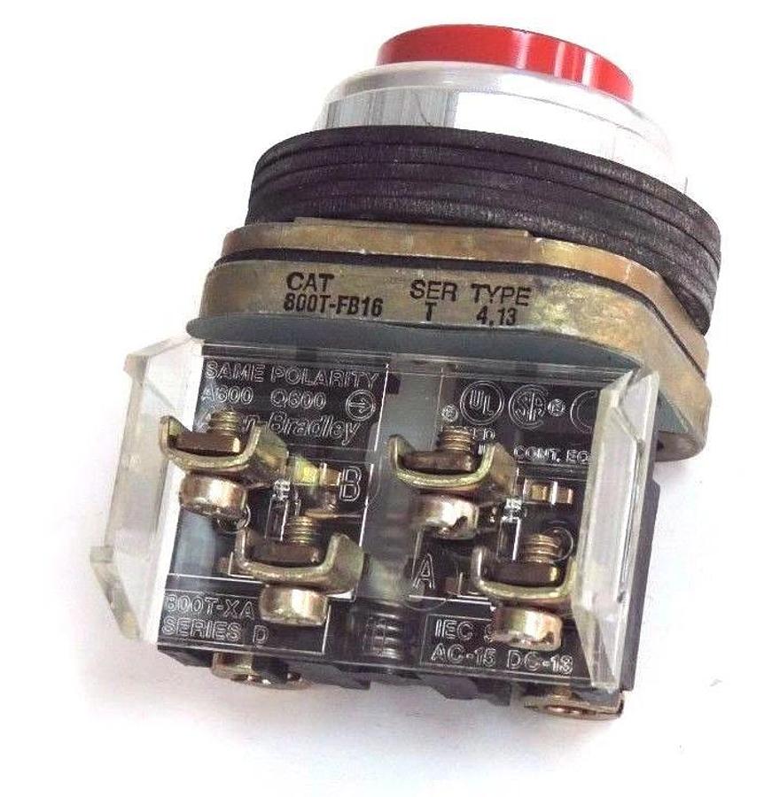 NEW ALLEN BRADLEY 800T-FB16 PUSHBUTTON 800TFB16 SER. T W/ 800T-XA SER. D BLOCK
