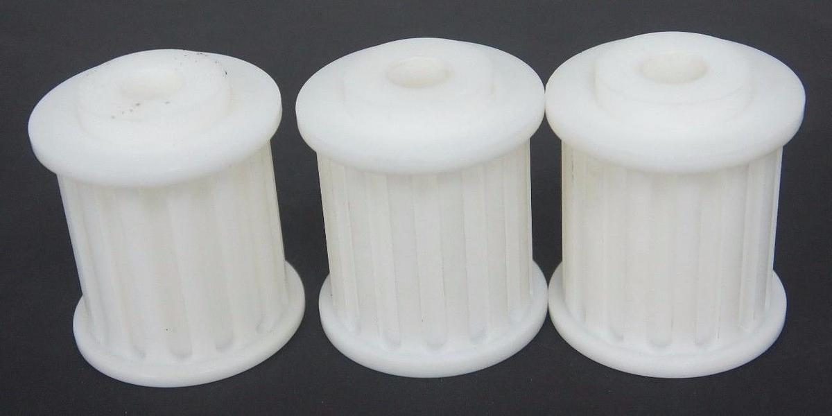 Used LOT OF 3 MARTIN 14-H-200 PLASTIC TIMING PULLEYS 2-1/4" WIDTH, 14 TEETH