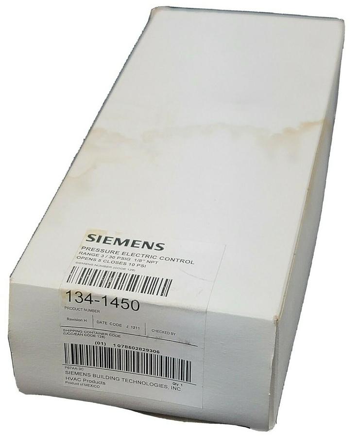 Used NIB SIEMENS 134-1450 PRESSURE ELECTRIC CONTROL 1341450 RANGE 3/30 PSIG 1/8'' NPT