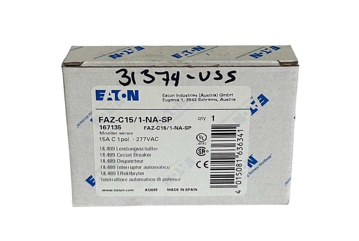 Used NEW EATON FAZ-C15/1-NA-SP / FAZC151NASP MINI CIRCUIT BREAKER 15A 1-POLE 167135