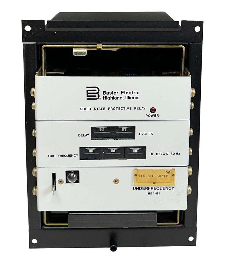 Used BASLER BE1-81 / BE1-81-T1E-E1C-A0N1F / 9106400 UNDERFREQUENCY SS RELAY DAMAGED