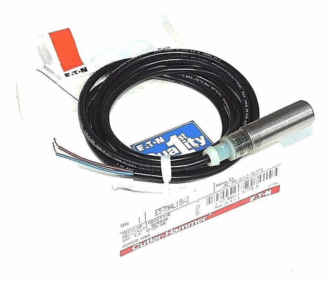 Used NIB EATON CUTLER HAMMER E57MAL18A2 TUBULAR INDUCTIVE PROXIMITY SENSOR SERIES E1