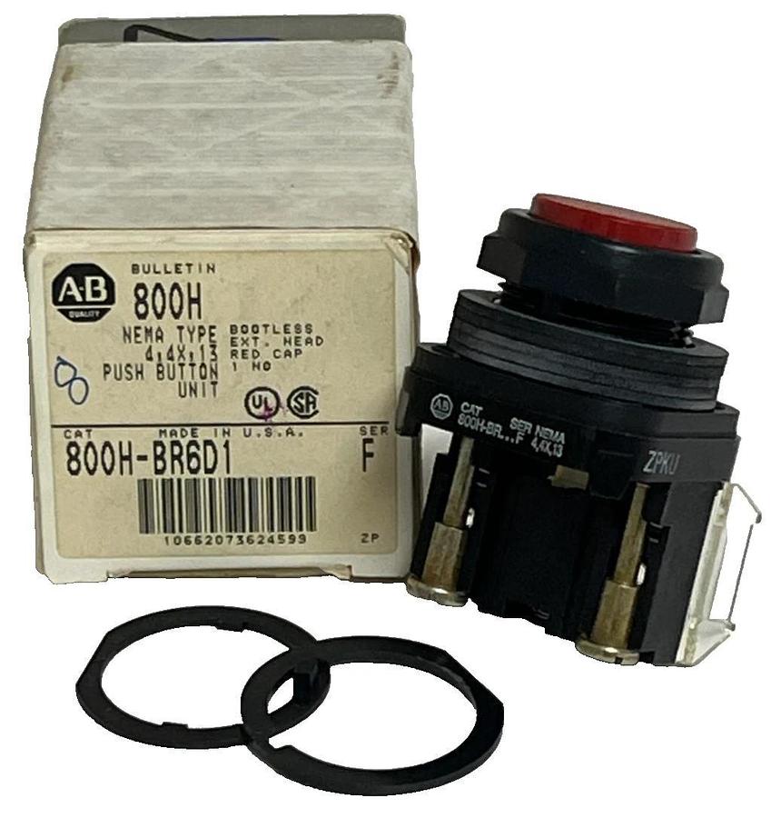 Allen-Bradley 800H-BR6D1 Ser. F Push Button | 30mm Red Extended Head | 1 NO