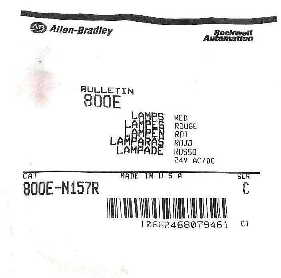 Used NEW ALLEN BRADLEY 800E-N157R RED LED LAMP SER. C, 24V AC/DC