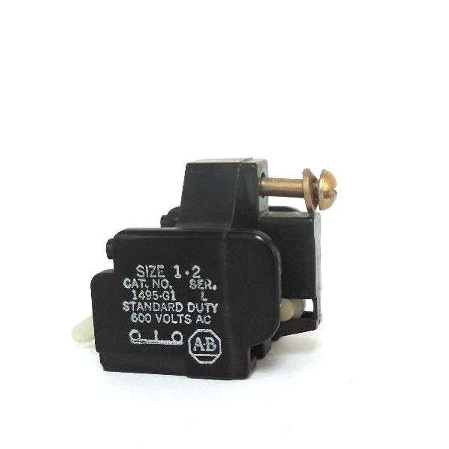 Used ALLEN BRADLEY 1495-G1 AUXILIARY CONTACT SIZE 1-2, 600V, 1495G1, SER. L
