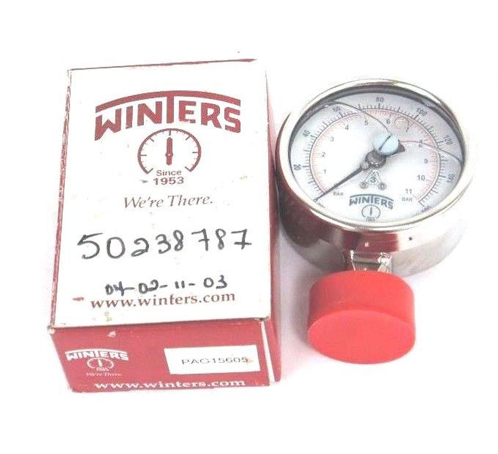 NIB WINTERS PAG15605 LIQUID PRESSURE GAUGE 4" 0-160PSI 1/2" NPT 50238787