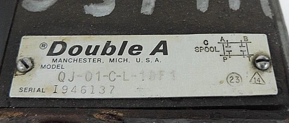 Used VICKERS DOUBLE A QJ-01-C-L-10F1 HYDRAULIC VALVE W/ DECCO 11-403 COIL