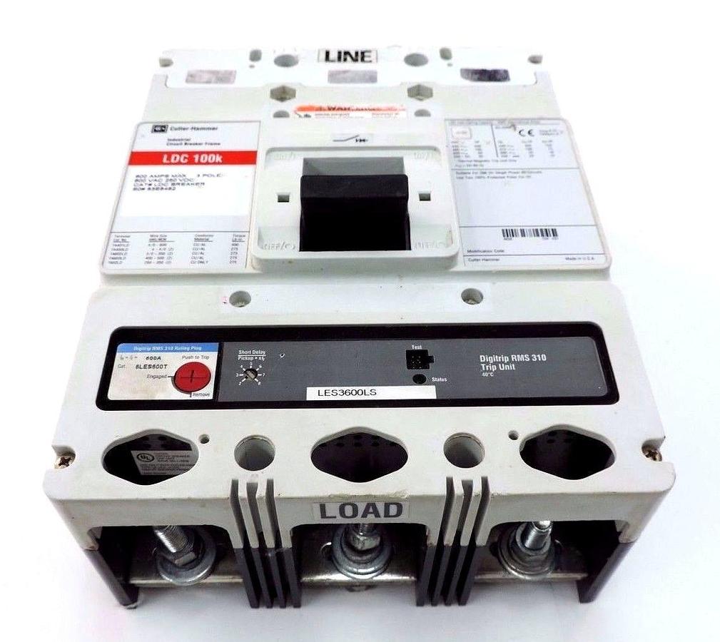 Used CUTLER HAMMER LDC3600FK01P05Y01 CIRCUIT BREAKER LDC100K W/ LES3600LS TRIP UNIT