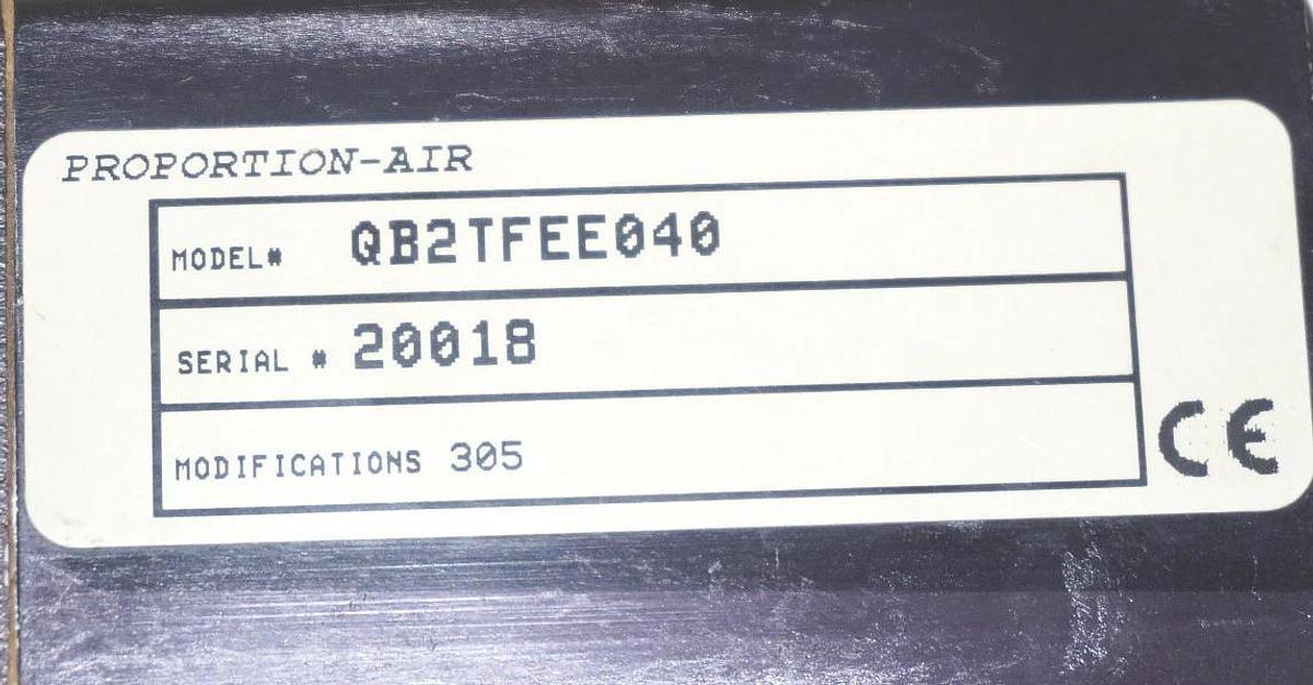 Refurbished PROPORTION AIR INC. QB2TFEE040 PRESSURE CONTROL VALVE MODIFICATIONS 305