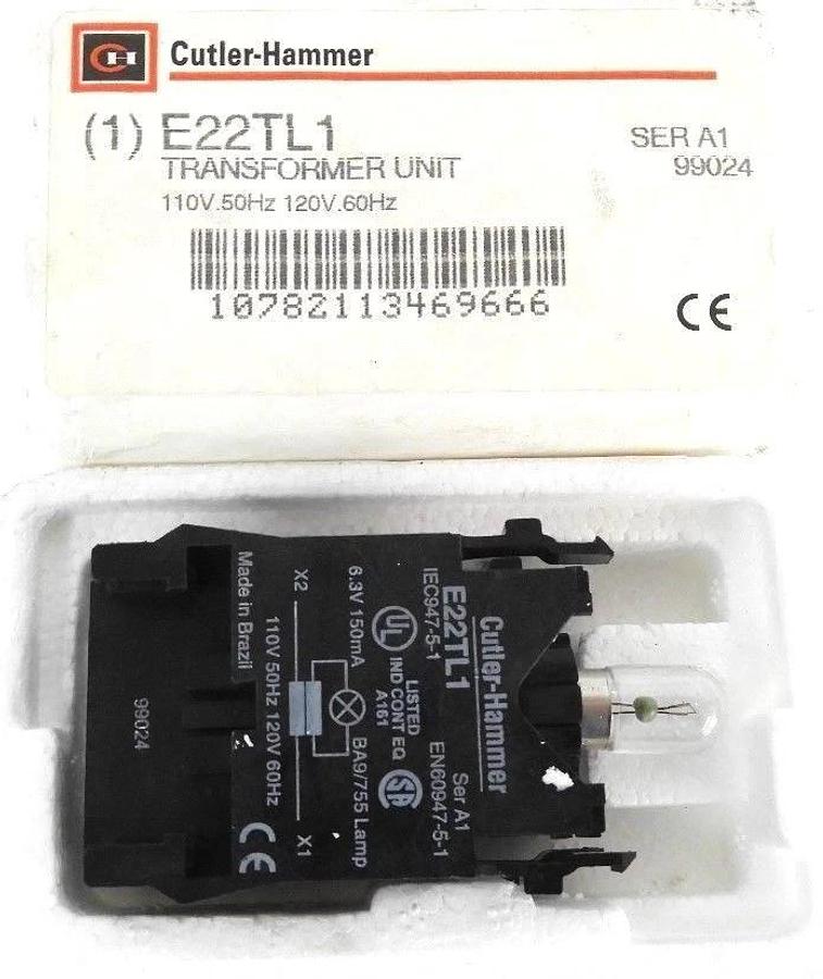 Used NIB CUTLER-HAMMER E22TL1 TRANSFORMER UNIT SER. A1, 110V 50HZ, 120V 60HZ