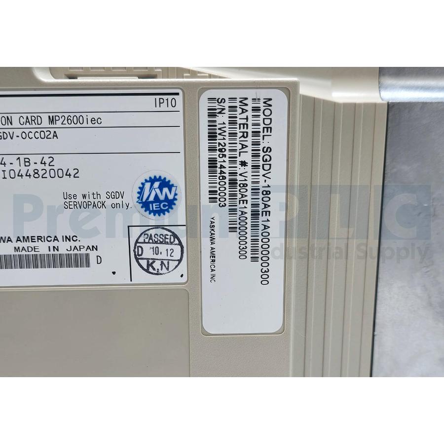 Used YASKAWA SGDV-180AE1A000000300 SigmaLogic SERVO AMPLIFIER 2KW 200V w/MP2600 NSMP
