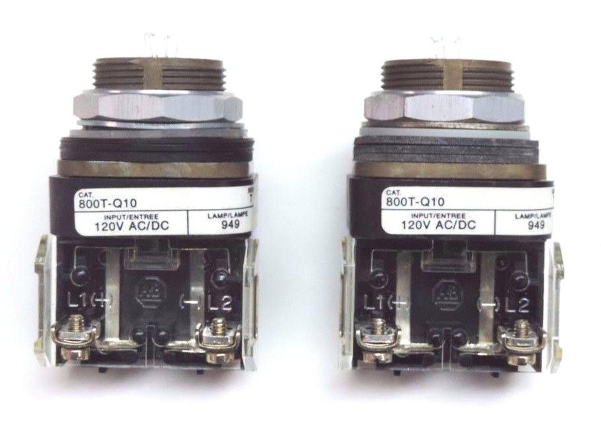 Used LOT OF 2 NEW ALLEN BRADLEY 800T-Q10 PILOT LIGHTS, SER T, 800TQ10