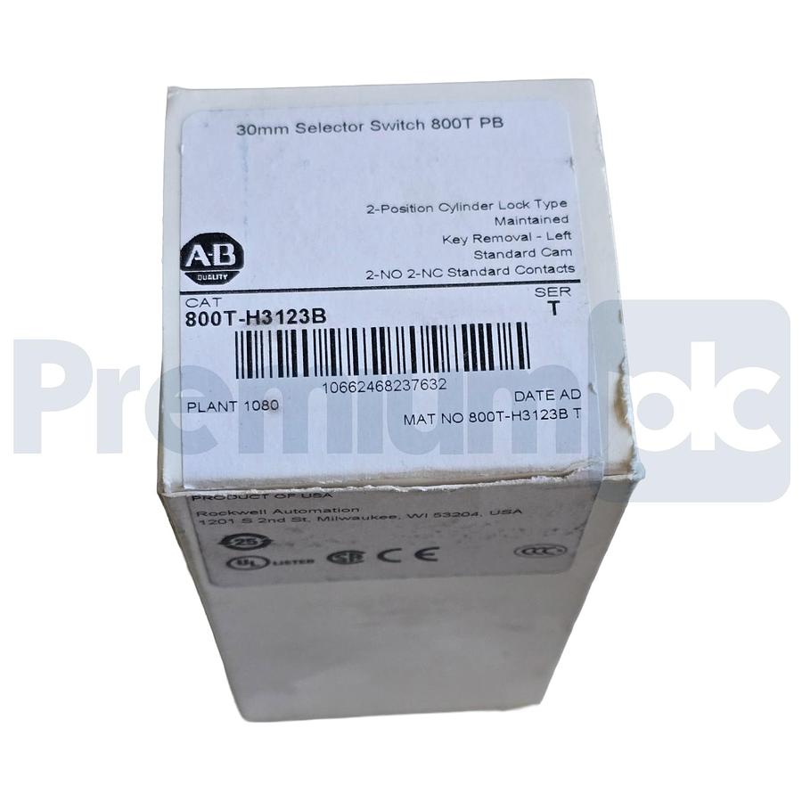 Used Allen-Bradley 800T-H3123B /T Selector Switch 30mm 2Pos Cylinder Lock 2 NO / 2 NC