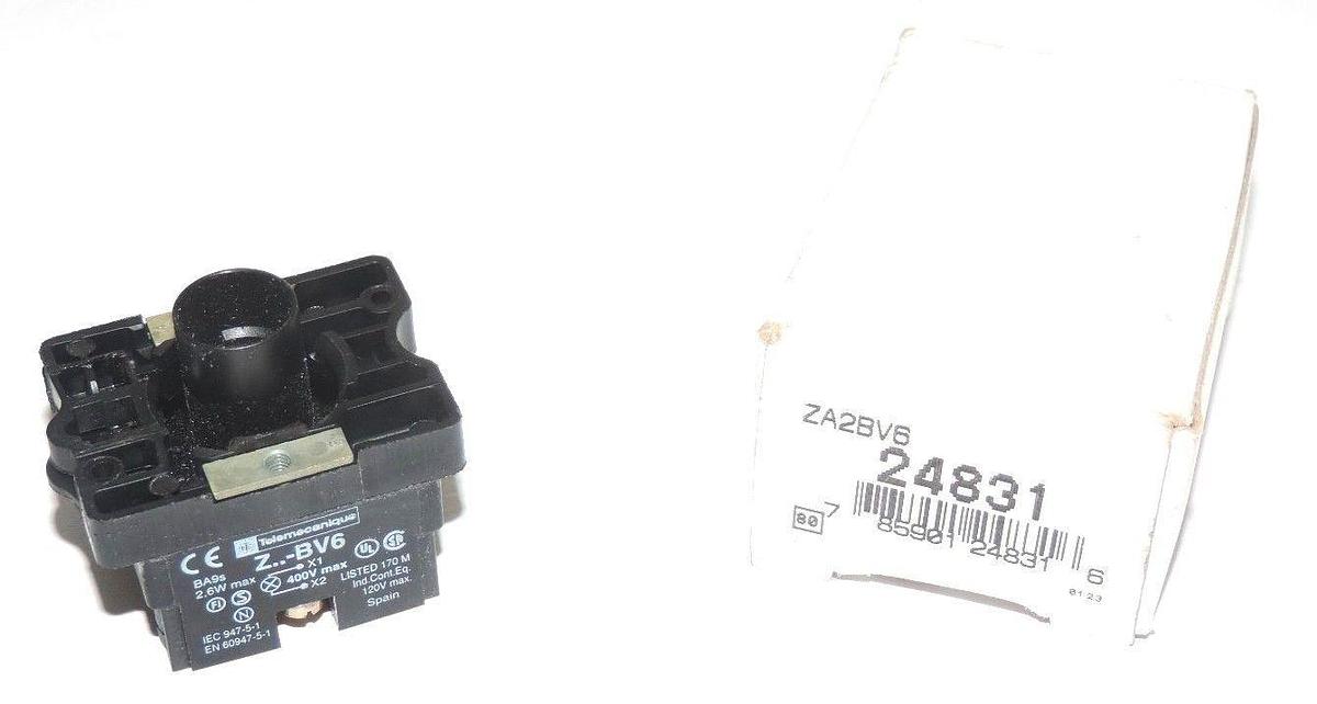 Used NIB TELEMECANIQUE ZA2-BV6 PILOT LIGHT MODULE 400V MAX ZA2BV6