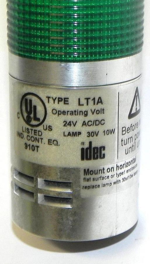 Used IDEC TYPE LT1A SIGNAL LIGHT TOWER RED, ORANGE, GREEN 24V AC/DC
