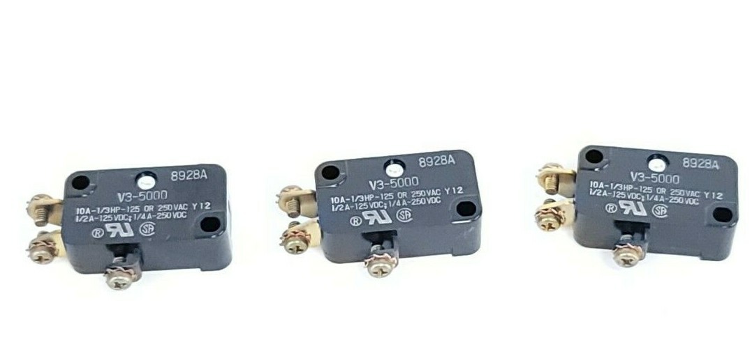 Used LOT OF 3 NEW HONEYWELL MICRO SWITCH V3-5000 SNAP SWITCHES 10A 125/250VAC 1/3HP
