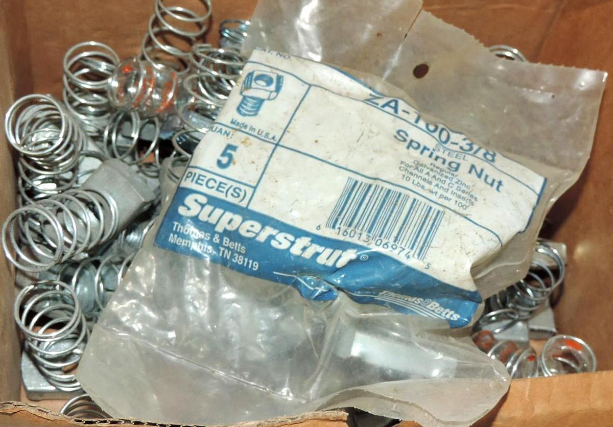 Used NEW LOT OF 57 THOMAS & BETTS ZA-100-3/8 STEEL SPRING NUTS ZA10038