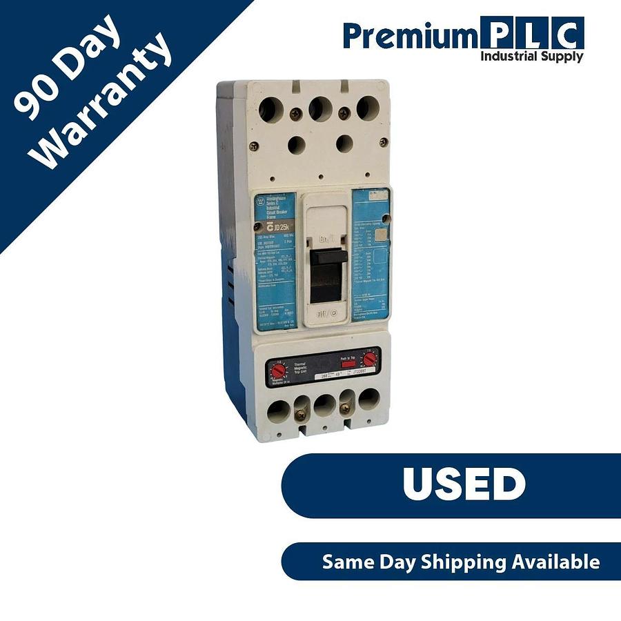 Used WESTINGHOUSE JD2250F CIRCUIT BREAKER 1491D81G02 2P 600VAC 250AMP JT2200T TRIP