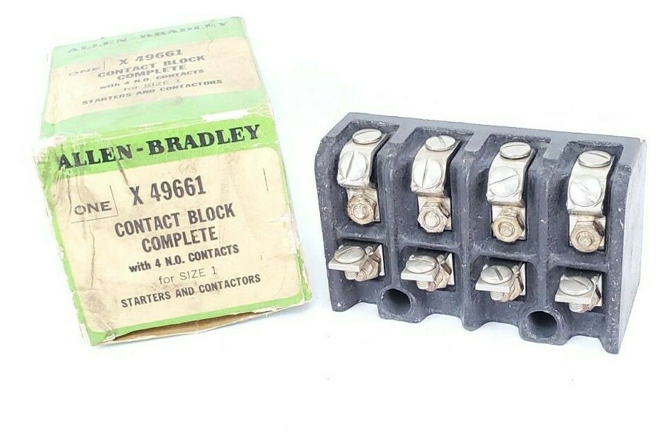 Used NEW ALLEN-BRADLEY X-49661 CONTACT BLOCK, 4 N.O., SIZE 1, X49661