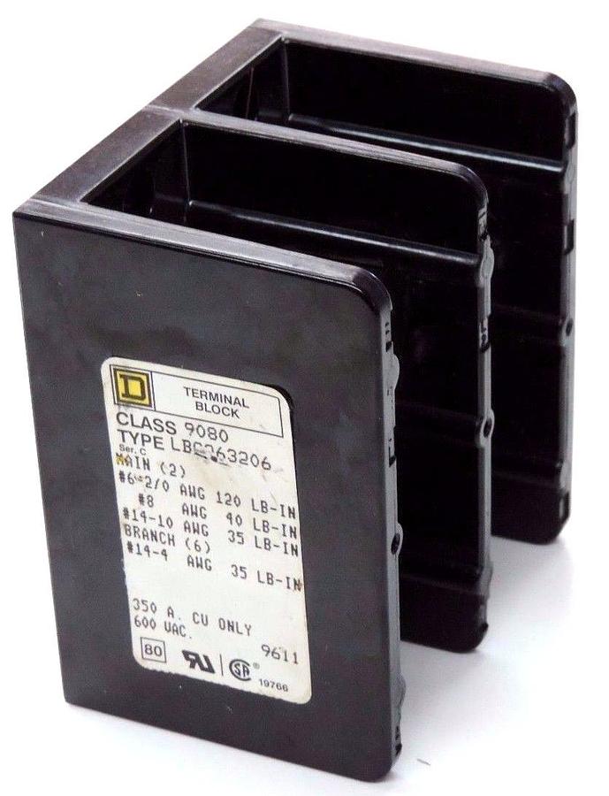Used SQUARE D 9080-LBC-263206 POWER DISTRIBUTION BLOCK 9080LBC263206, 600V 350A