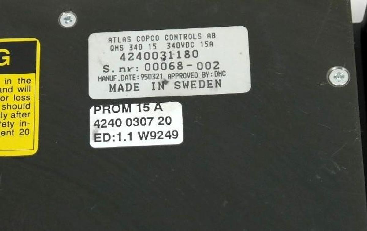 Used ATLAS COPCO 4240 0311 80 SERVO CONTROLLER QMS-340-15, 4240031180, 4240 0307 20