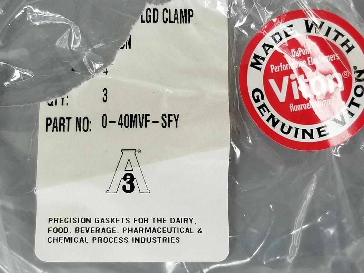 Used LOT OF 3 NEW A3 0-40MVF-SFY FLANGED CLAMP VITON GASKETS 4"
