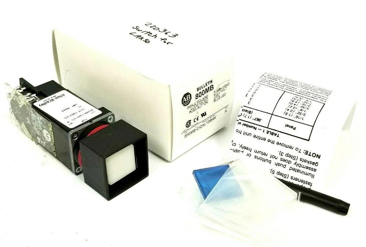 NEW ALLEN BRADLEY 800MB-CQAL10BAK SER. A BLUE SQUARE PUSH BUTTON 800MBCQAL10BAK