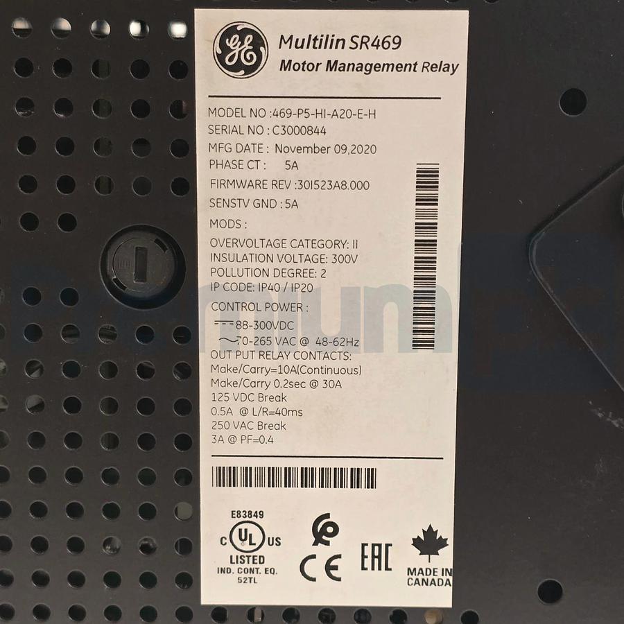 GE Multilin 469-P5-HI-A20-E-H SR469 Motor Management Relay w/Enhanced Display