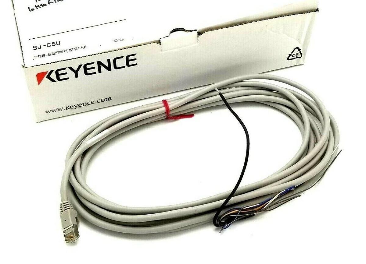 Used KEYENCE SJ-C5U 10-PIN I/O POWER CABLE LENGTH 5 METERS (16.40 FT.) SJC5U NIB