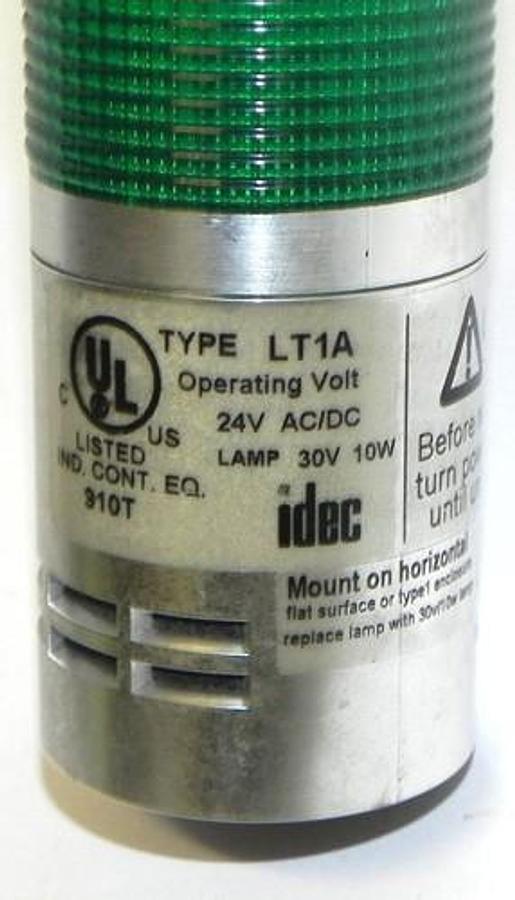 Used IDEC TYPE LT1A SIGNAL LIGHT TOWER RED, ORANGE, GREEN 24V AC/DC