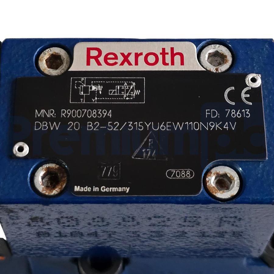 Used Rexroth R900708394 DBW20B2-52/315YU6EW110N9K4V Pressuure Relief Valve 120V NSNP