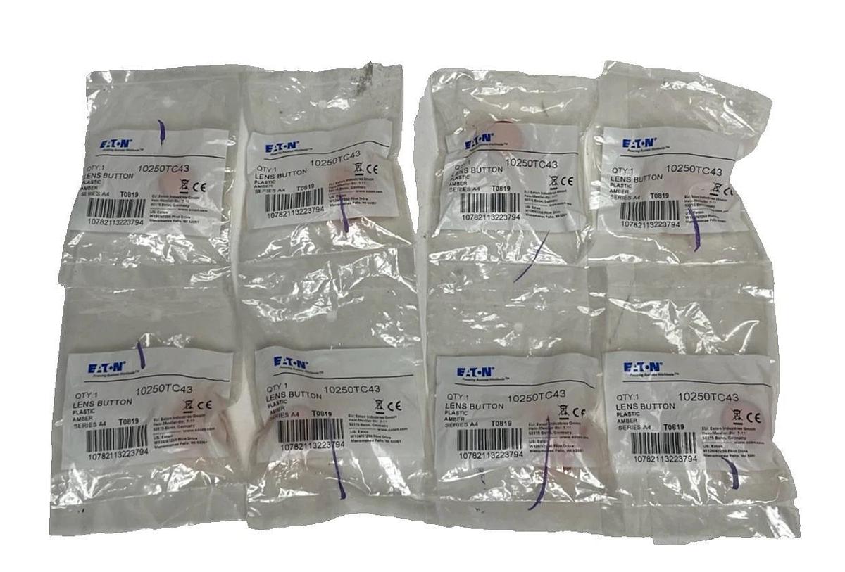 Used Lot of 8 Eaton 10250TC43 Amber Lens Button Series A4 Plastic 30.5mm NSFS