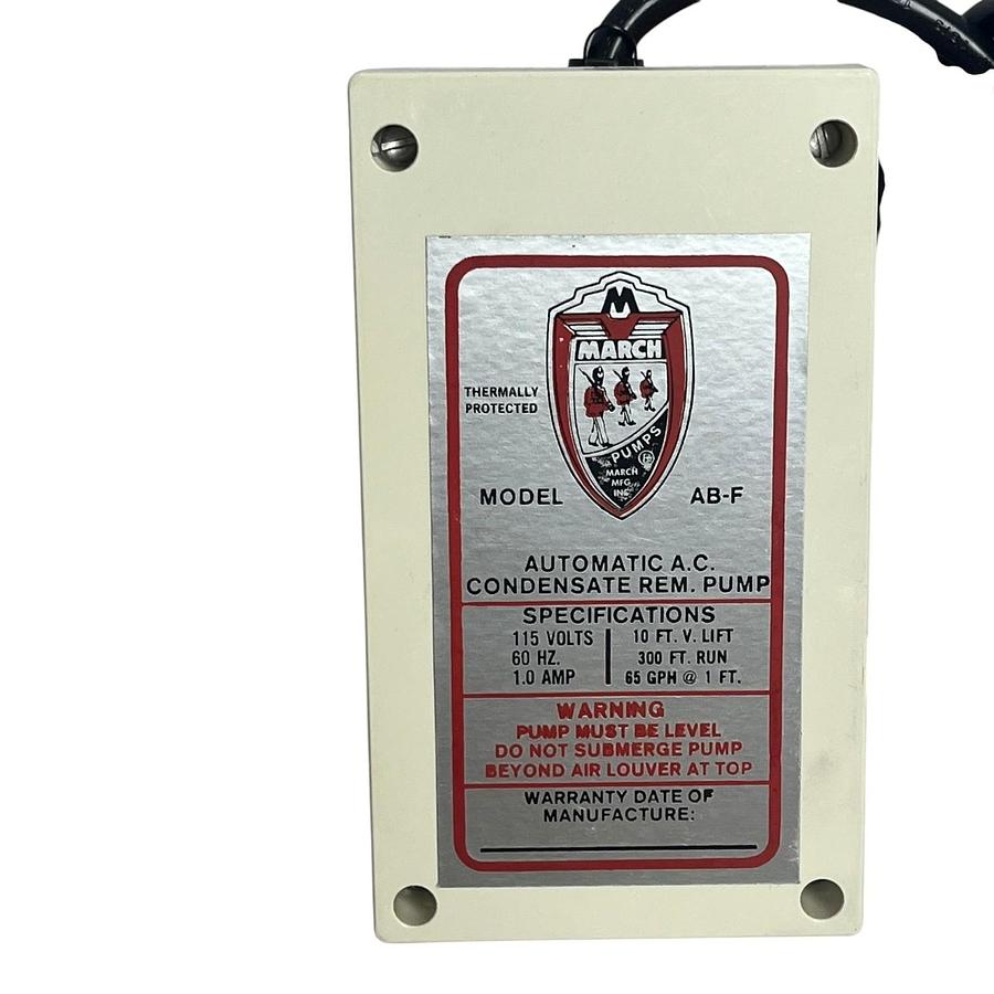 Used March AB-F Automatic AC Condensate Removal Pump 115V 60Hz 1.0A 65GPH NEW
