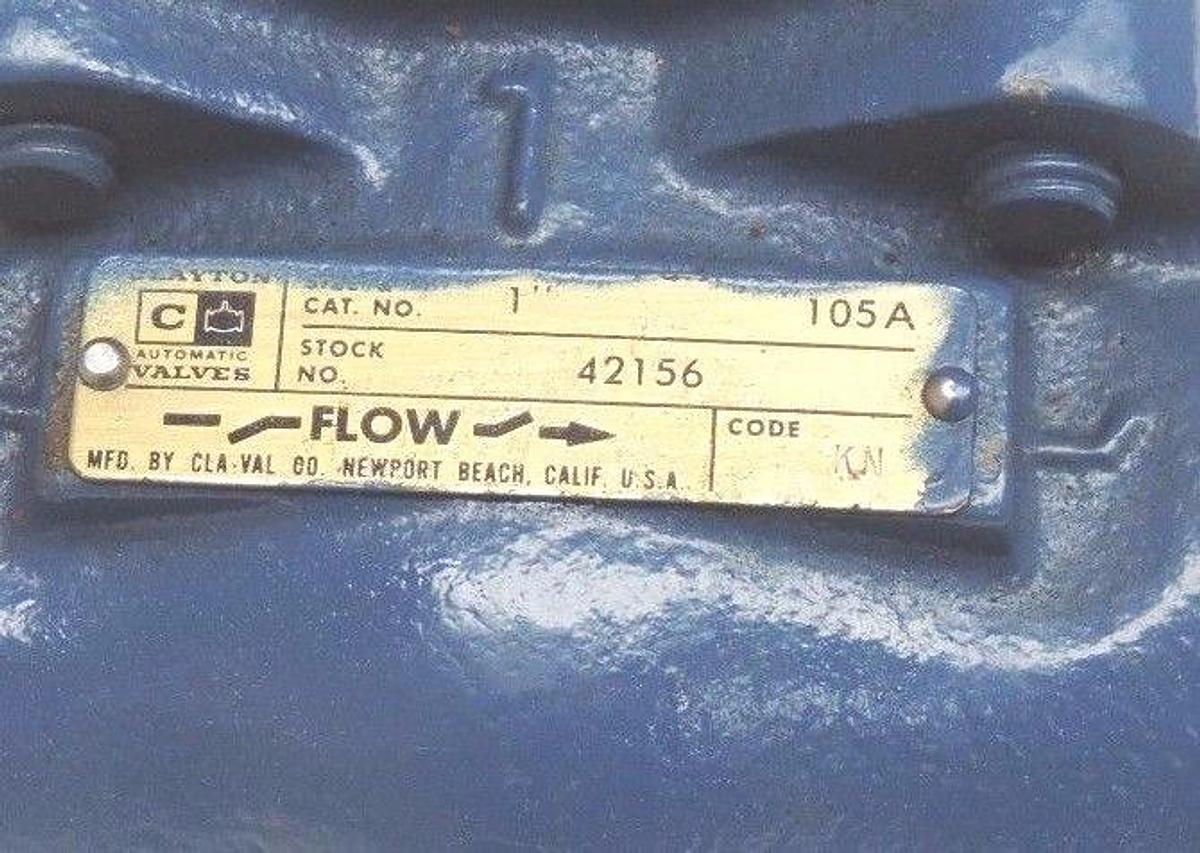 Used NEW CLAYTON 105A CLA VAL DIAPHRAGM VALVE 1" 42156