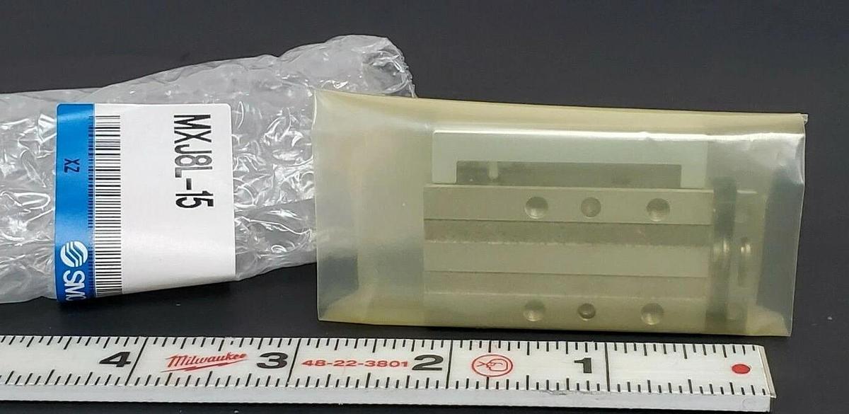 Used NEW SMC MXJ8L-15 PRECISION AIR SLIDE TABLE CYLINDER MXJ8L15